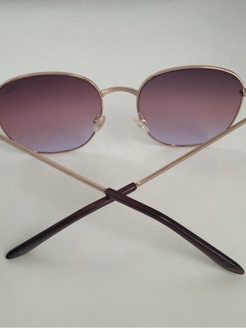 Round Gold-Frame Sunglasses with Purple Gradient Lenses